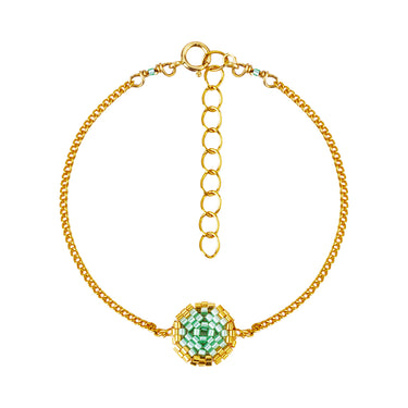 Pulsera Diamantes 1 Redondo Dorado Ajustable Aqua